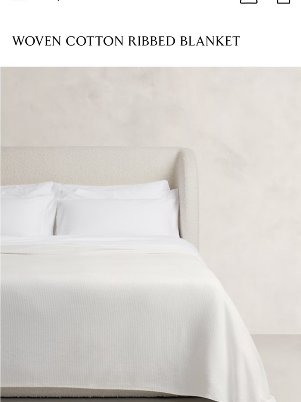 Woven Cotton Ribbed Blanket - White